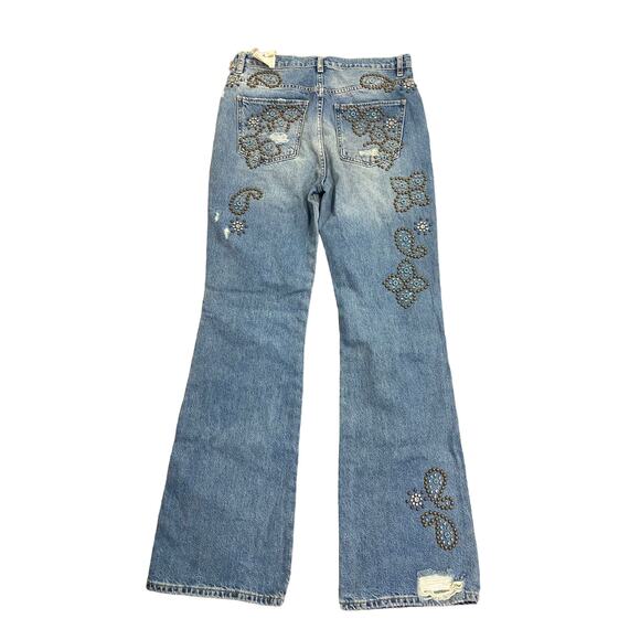 Free People We the Free Wiley Beaded Ripped Bootcut Jeans Size 28 - Picture 6 of 7